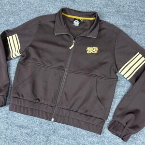 Y2K Santa Cruz Track Jacket Full Zip Women's XS Brown Gold Stripe Streetwear